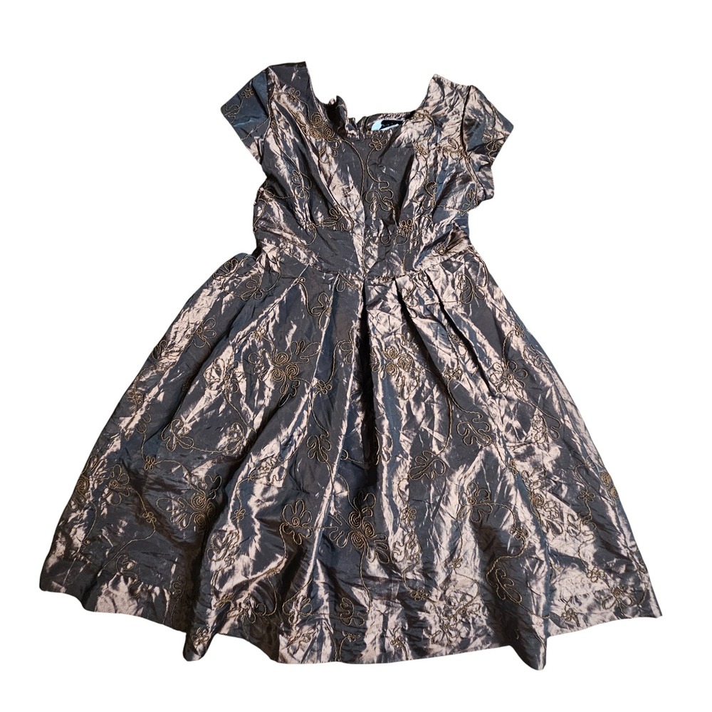 Vintage Jody California Brocade Embroidered‎ Fit Flare Dress Girls 14 Belted